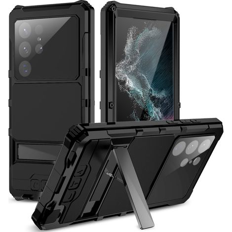 Funda para Samsung Galaxy S22 Ultra, R-just, reforzada, negra (1/5)