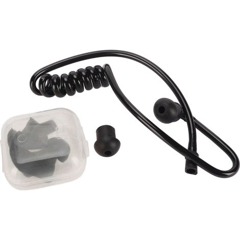 Conduit d'air noir pour talkie-walkie + bouchons d'oreille pour le remplacement du tube de la bobine du microphone audio du talkie-walkie + bouchons d'oreille noirs (1/5)