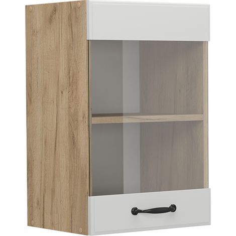 Küchenglashängeschrank R-Line, Weiß Landhaus, 40 cm, Vicco