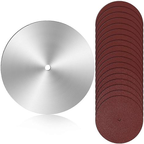 Disque de ponçage de 25 cm pour scie circulaire de table, alésage de 16 mm, disque de ponçage d'étalonnage, lame équilibrée, papier de verre 18 grains 60 et 80 (1/5)