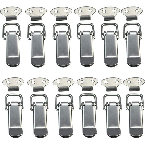 12 PCS Loquet à Bascule Fermoir à Ressort avec Crochet Fermeture à Ressort en Acier Inoxydable pour Coffret,Boîte,Tiroir,Armoire,Trousse médical,Fermeture à Levier,Loquet à Ressort, (1/5)
