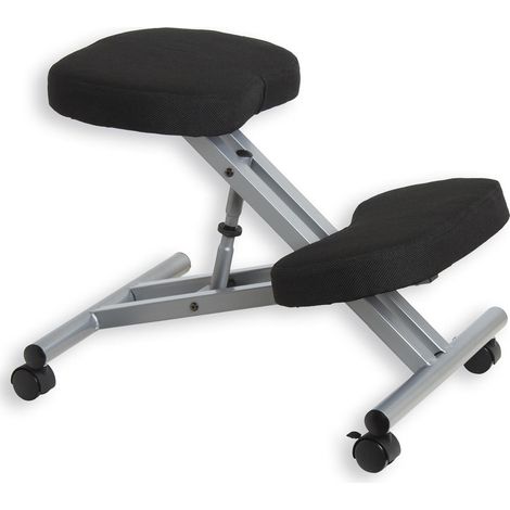 Idimex – Tabouret ergonomique noir – Structure métal – Hauteur réglable – Assise rembourrée 50mm – 4 roulettes directionnelles avec freins
