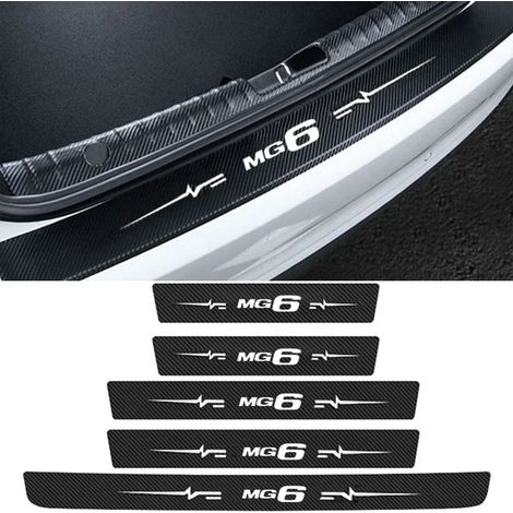 (5 pièces) Convient pour MG MG6 Logo Style automobile Seuil de porte en fibre de carbone Anti-coups de pied Autocollant anti-rayures et éraflures Bande de protection pour seuil de coffre arrière Film (1/4)
