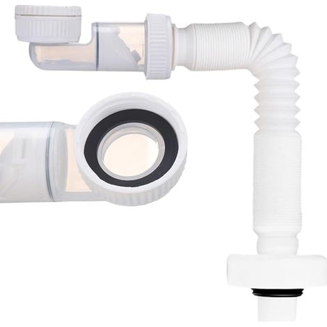 Sink Siphon 1 1/4 Inch, Drain 38-93 cm, Bathroom Sink, Kitchen, Drain Hose Adjustable (White) (1/5)