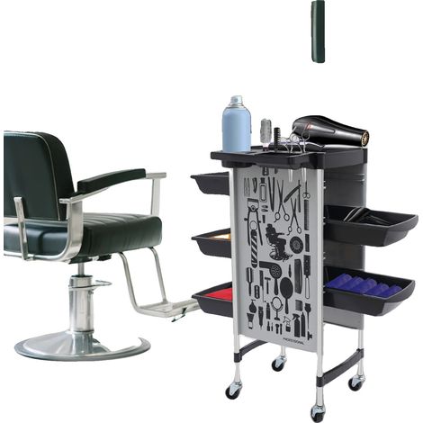 Chariot de coiffure, 5 tiroirs, capacité de charge de 176,37 lbs, plateau pliable, 4 roues pivotantes, style contemporain (1/5)