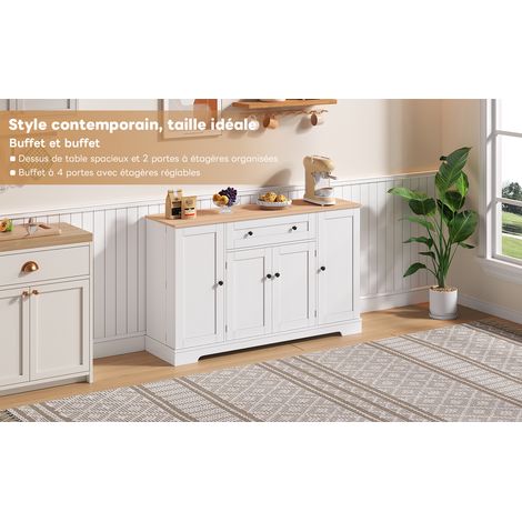 Comptoir de cuisine multifonctionnel – 138 cm de long. Il comprend des tiroirs, des portes et des étagères réglables. Design moderne, avec un système de protection anti-chute (1/5)