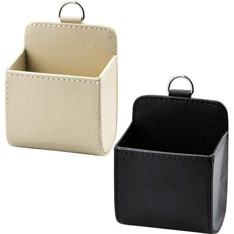 royaluxe - 2 Pcs Boîte de Rangement de Voiture, Poche de Sortie d'Aération Organisateur de voiture pour Clés, Monnaie, Stylos, Lunettes, Dépôt de Billets, Noir et Beige, (1/5)