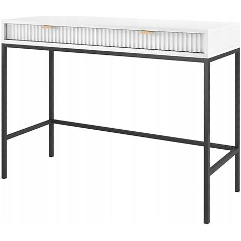 Table Coiffeuse 104x50x78cm Blanc meuble de maquillage Bureau avec tiroirs de rangement NOEMIE (1/4)