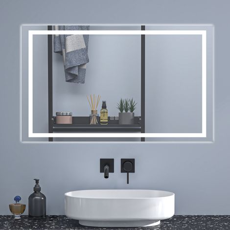 SKY Bathroom Anti-Fog LED Mirror with Shaver Socket & Bluetooth, Adjustable 3-Colour LED Light, Memory Function,70x50cm (1/5)