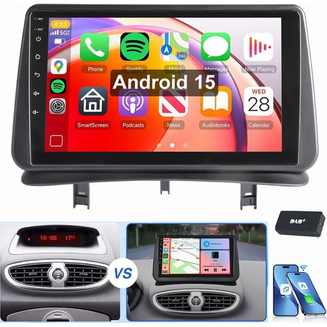 Pour RENAULT CLIO MK3 2005-2012 Carplay Android 15 Autoradio GPS WIFI 2+32G DAB