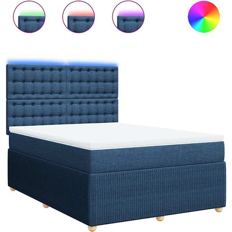 Maison Exclusive - Sommier à lattes de lit avec matelas Bleu 160x200 cm Tissu (1/5)