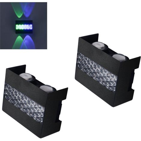 2PCS appliques murales LED d'extérieur, éclairage décoratif de terrasse, projecteurs muraux, étanches, 6W, pour couloirs (lumière colorée) (1/5)