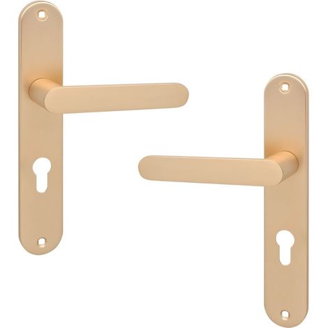Manija de puerta interior en placa larga para inserto Malaga Gold Kuchinox KMGG12A (1/4)