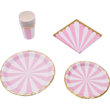 42pcs Assiette, Gobelet en papier, Motif fleur de prunier, Jetable, Anniversaire, Mariage (1/5)