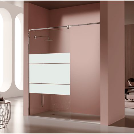 Mampara fija ducha 68 - 69 cm 1 hoja FRESH SALOMON STRAIGHT Cromado Cristal serigrafiado rejilla acero inox.