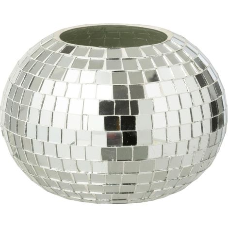 Photophore Mosaïque en Verre "Disco" 16cm Argent (1/5)