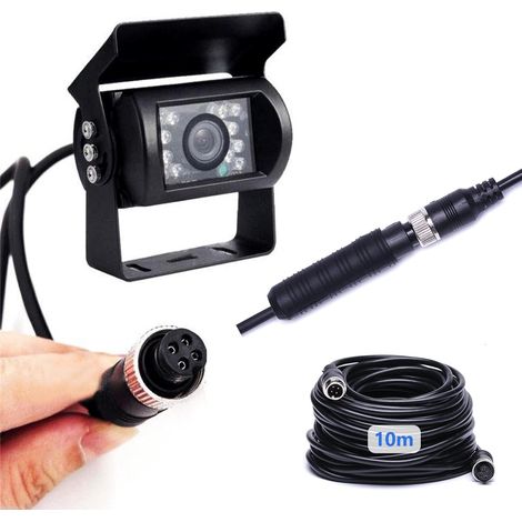 Caméra de Recul 4 Broches Aviation Connecteur 10 m Câble, 18 IR Vision Nocturne avec Ligne de Guidage IP69 Imperméable Caméra de Recul Voiture Véhicule Camping-Car/Camion/Caravane Caméra 12V-24V (1/5)