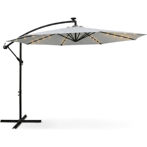 Parasol de jardin MILIN avec éclairage LED gris clair, Poids 12,7 kg Dimensions L300 x l300 x H245 cm (1/5)