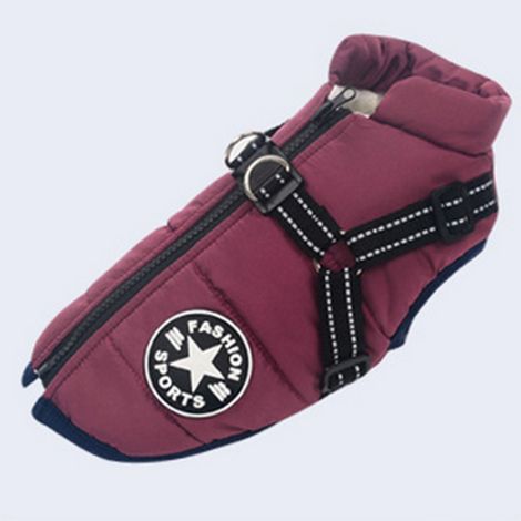Veste d'hiver pour chien, gilet rembourré en coton sans manches avec sangle de poitrine, tenue de ski pour animaux de compagnie (1/5)