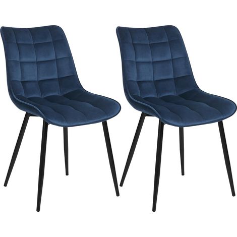 Woltu – Lot de 2 chaises de salle à manger – Siège en velours bleu – Pieds en métal – Hauteur 85.5 cm – Confort ergonomique (1/5)