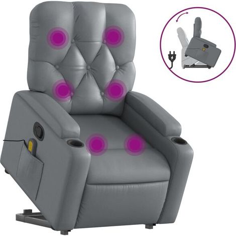 Fauteuil de massage inclinable en similicuir gris (1/5)