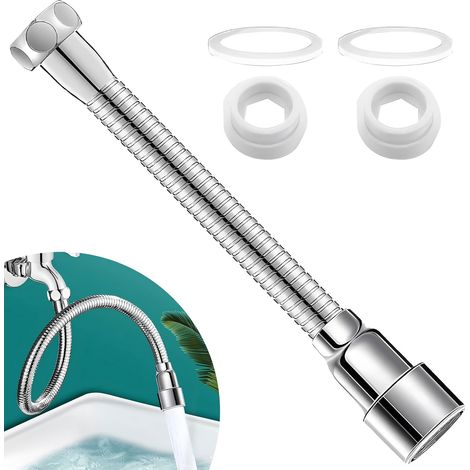4 Rallonge Robinet 20cm Acier Inoxydable, Rotation 360°, 2 Modes Pulvérisation, Cuisine Salle De Bain (1/5)