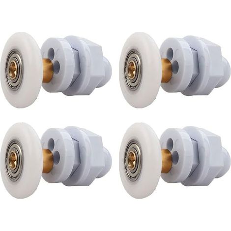 Roulettes Porte de Douche, 4 Pièces Roulette Porte Coulissante Douche en Laiton, Roulette Porte Coulissante, pour Remplacement de Douche Coulissante Verre Porte Coureurs Rouleaux (27MM) (1/4)