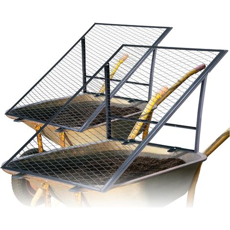 Novatool 2x tamis à terre pour brouette 100x50 cm, en acier thermolaqué, tamis à passage continu pour terre, sable, compost, tamis de jardin, tamis