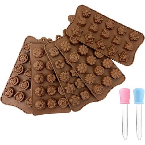5 teiliges Silikon Backform Set Schokoladen Silikonformen Backzubehör für die Herstellung von Schokolade, Bonbons, Gelee usw. Antihaftbeschichtet (1/5)