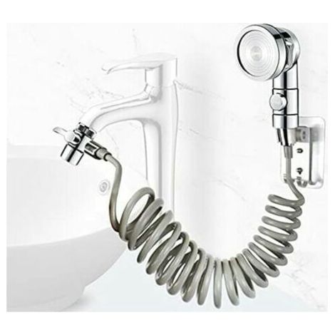 Shower head set for sink, telescopic hose, (not including faucet) (silver) (1/5)