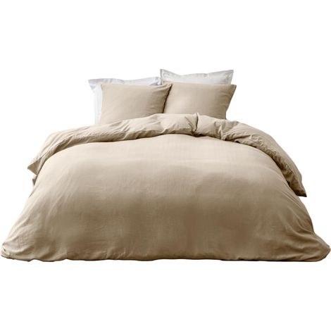 Bettwäsche-Set aus Baumwolle, 240 x 220 cm, beige