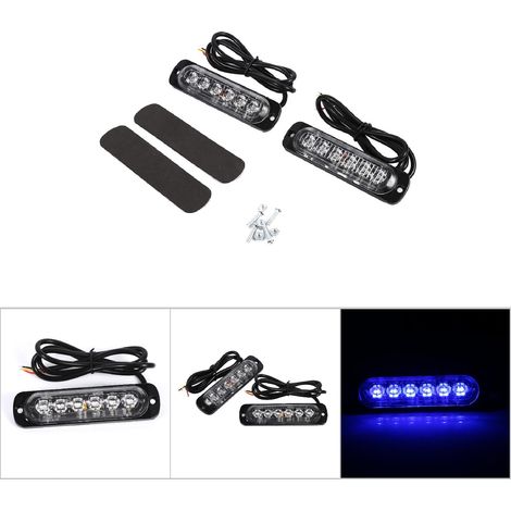 2 pièces Lampe Strobe LED 12V 6 LED pour Camion Urgence Clignotant Bleu Avertissement (1/5)