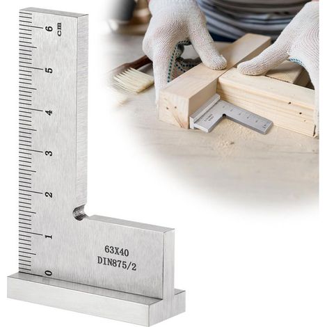 Hutwinkel, rechtwinklige Blöcke für Präzisions-Zimmermannswinkel, Werkzeuge aus massivem Kohlenstoffstahl, Zimmermannswinkel, 90-Grad-Kombinationswinkel mit Basis (63x40mm) (1/5)