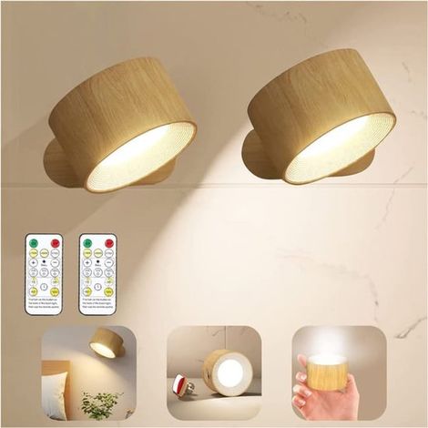 Dos luces de lectura LED, una lámpara de pared con tres temperaturas de color, un mando a distancia y una bola magnética giratoria de 360° (1/5)