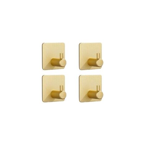 Set di 4 ganci autoadesivi resistenti per cappotti, porte, bagno, pareti, cucina - con ventosa (oro)