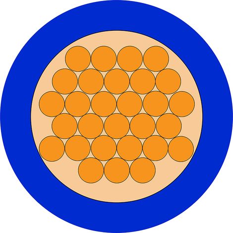 Câble d'alimentation RS PRO 1G4 mm², gaine PVC Bleu, Retardant à la flamme, 100m ( Prix pour Bobine de 100 Mètres )