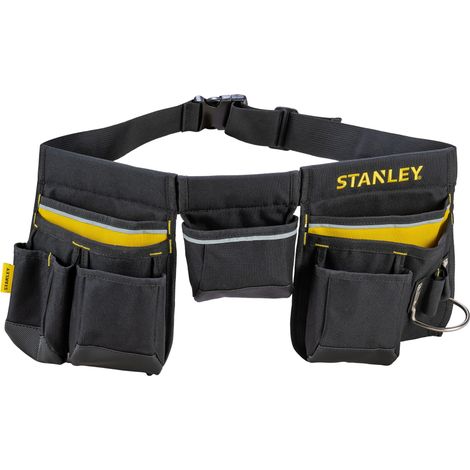 Stanley – Ceinture porte-outils double 600D – 3 poches et porte-clous – Rembourrée pour confort – Rivets métal pour solidité