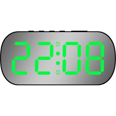 Piccola sveglia digitale con indicazione di temperatura,cinque livelli di luminosità,doppia sveglia e funzione snooze (luce nera e luce verde) (1/5)
