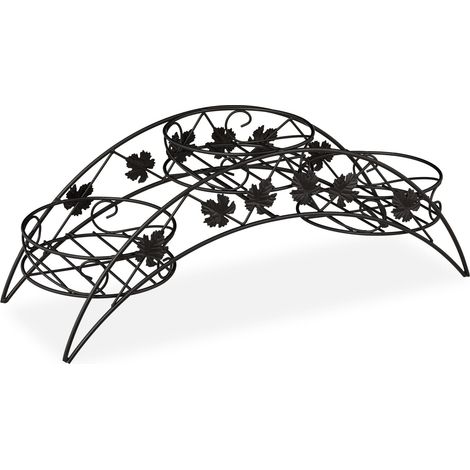 Portapiante curvo per 3 vasi interno giardino 90 x 30 x 30 cm in metallo nero 130008324