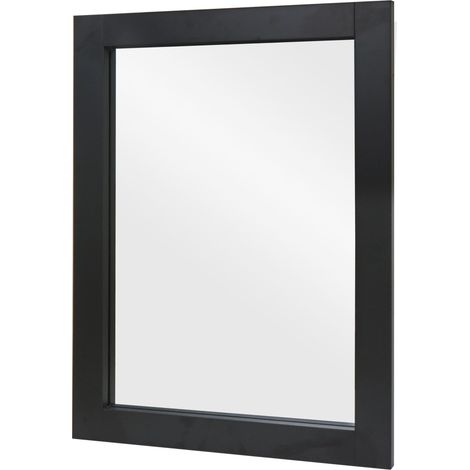 Wandspiegel HHG-631, Badezimmer Badspiegel Spiegel Badmöbel, MVG-zertifiziert 72x52cm schwarz (1/5)