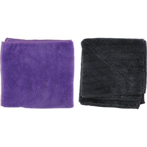 DUNLOP Lot de 2 Chiffon Microfibre XL Voiture 36x36cm, Ultra-Absorbant 660gsm, Lavable & Réutilisable, Nettoyage Sec & Humide
