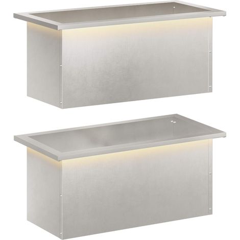 Garden Planter with LED 2 pcs Silver 30 x 60 x 30 cm vidaXL