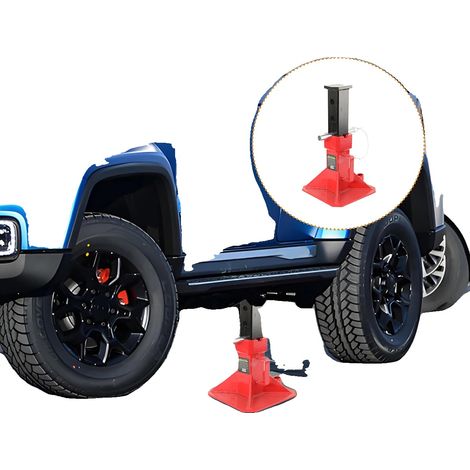 Supporto di sicurezza, capacità di carico 22 tonnellate, altezze regolabili 35/41/53,5 cm, piastra di base 28 x 28 cm, diametro perno 24 mm, peso 13,5 kg (1/5)