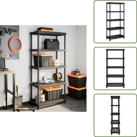 vidaXL Étagère de rangement à 5 niveaux noir 93,5x45,5x194,5 cm PP (1/5)