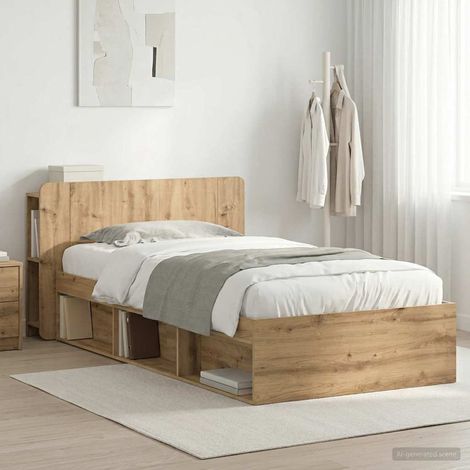 vidaXL Telaio del letto con storage Rovere Artigianale 100 x 200 cm (1/5)