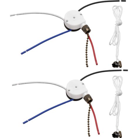 2pcs Interrupteurs pour Ventilateur de Plafond 3 Vitesses 4 Fils Fil Coton ZE-208S E89885 Interrupteur à Chaîne de Traction Interrupteur d'éclairage 47x31x18,5mm (1/5)