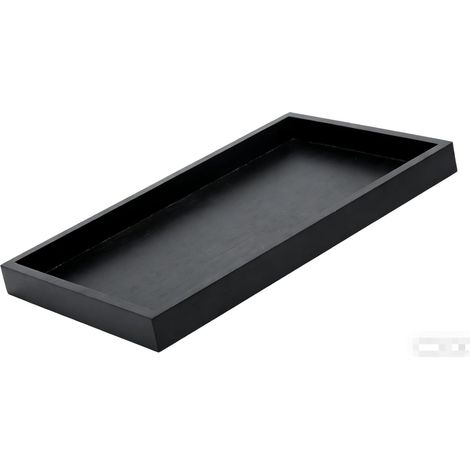1 Plateau de service, Bois de pin, Rectangulaire noir, 32x20x2cm, Pour cuisine, Salle de bain, Restaurant (1/5)