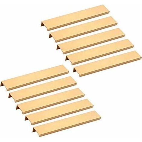 10 poignées de meubles invisibles - Poignées de placard de cuisine dorées, poignées de tiroir 160 mm (1/5)