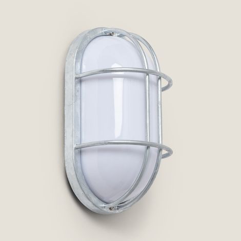 Plafón Oval para Exterior 260x146 mm Hublot Fjord Acero Galvanizado Plateado