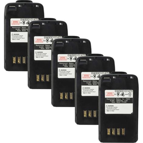vhbw 5x Akku kompatibel mit Yaesu Vertex FT-10R, VXA-100, FT-50R, FT-40R Funkgerät, Walkie Talkie (1000 mAh, 7,4 V, NiMH) + Gürtelclip